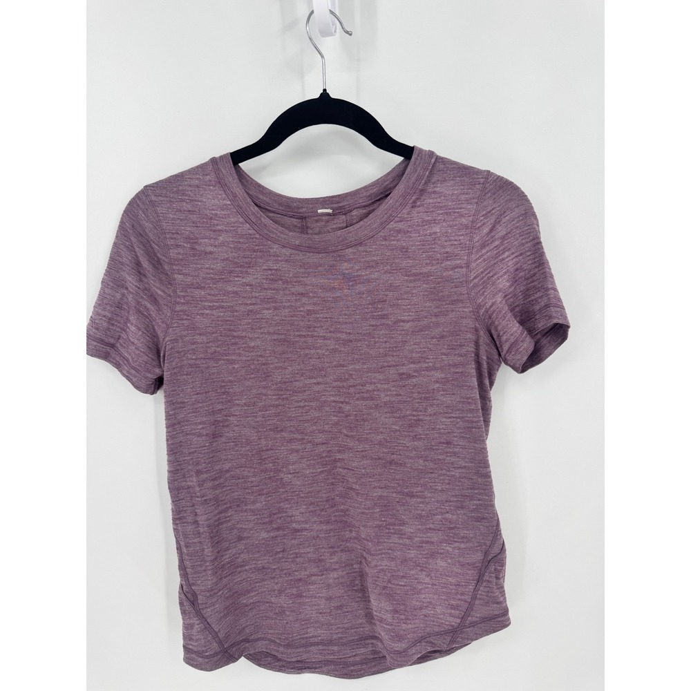 Lululemon Long Distance Short Sleeve Women Estimated 6 Purple Heathered Tee